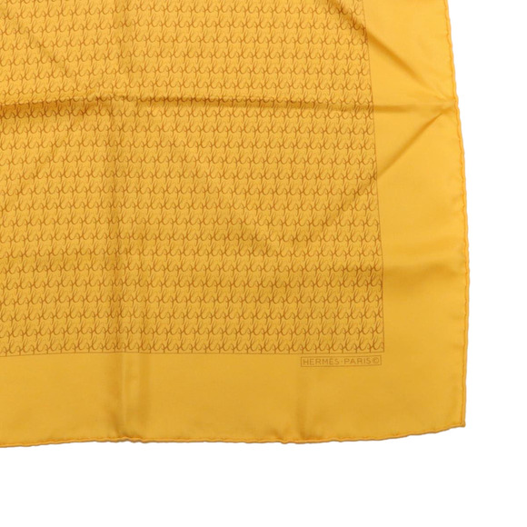 HERMES Scarf Silk 2Set Yellow Gray Auth ac1017 - Picture 5 of 16